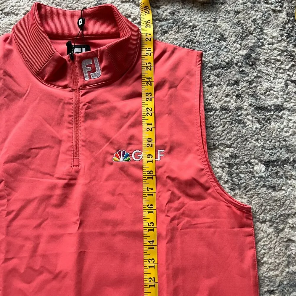 FootJoy Stretch Woven Vest Half Zip Golf NBC Golf Logo Coral Men's Small NWT